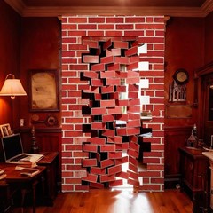 Magical Wizard Door Hanging Banner Red Brick Wall Photo Booth Backdrop 78.7×47.2