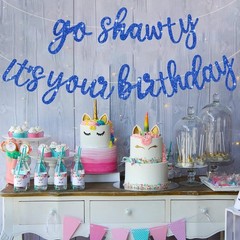 BEISHIDA Go Shawty It’s Your Birthday Banner NO DIY 11.4 feet by 1 inch, Blue