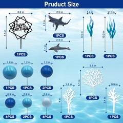 Ocean Cake Decorations Shark Cake Topper Shark Dolphin Figurines Decoration O…