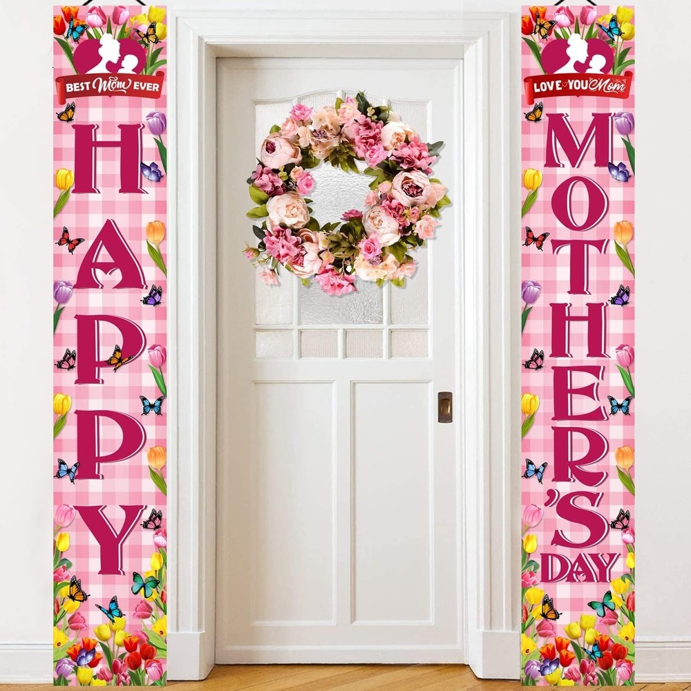 Happy Mothers Day Banner, 71″ X 12″ Mother’s 71 inches x 12 inches, Pink