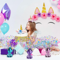 6 Pcs Unicorns Table Decorations Rainbow Metallic Gleam Foil Spray Centerpieces