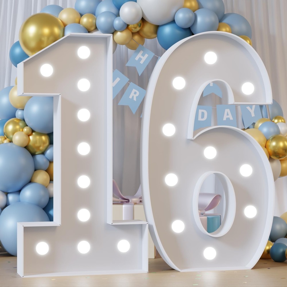 Marquee Numbers 16th Birthday Decorations: Large Light up Numbers 4 Feet Tall…