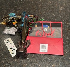 Graduation Bundle: Centerpiece, Confetti, Glasses, Stickers, Toy Duck, And Bag