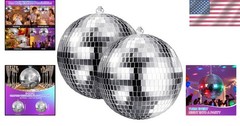 Stunning 2-Pack Silver Disco Balls – 8 Inch Reflective Elegance for Events