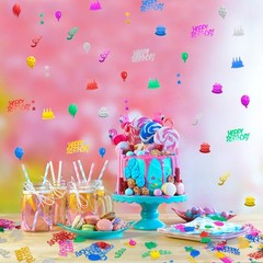 3000 Pieces Happy Birthday Confetti Birthday Cake Confetti Metallic Foil Ball…