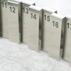 12795 Vertical Table Tent Number Signs, 1-25 Set, Double-Sided Stainless Stee…