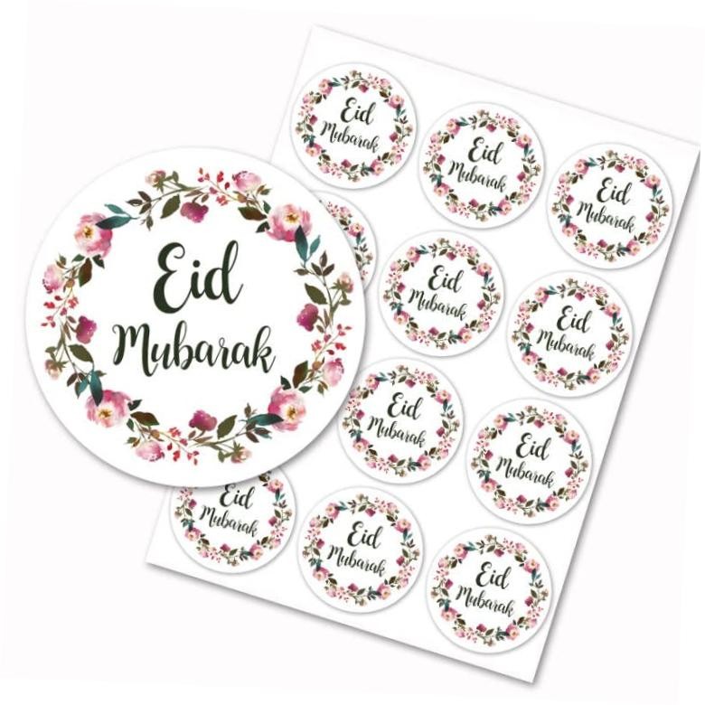 SWYOUN 96PCS Eid Mubarak Stickers With Garland Signs Eid Party Decorations