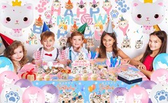 178 Cat Birthday Party Decorations Kitten Supplies Tableware Set Balloons Plates