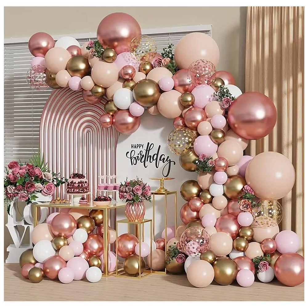 Rose Gold Balloon Garland Kit, Nude Pastel Pink Metallic Gold Matte White Bal…