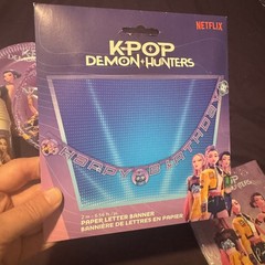 K-Pop Demon Netflix’s Party bundle -plates, cups, banner, tablecloth.