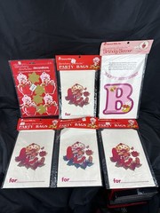 Vintage 80s Strawberry Shortcake Honeycombs, Birthday Banner 24 Party Favor Bags