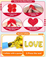 Valentines Balloon Kit Decor with I Love You Balloons, Heart Balloons with 1000