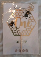 Happy First Birthday Bee One Backdrop Decor Chalkboard Cake Topper Cupcake (M)