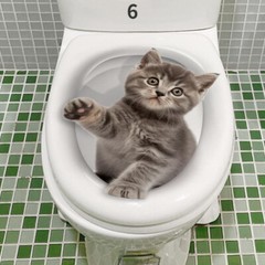 3D Cartoon Cat Toilet Lid Sticker Cute Bathroom Waterproof Self-adhesive Decal