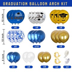 Graduation Decorations Class of 2026 – Blue and Gold Balloons