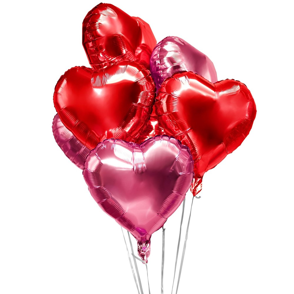 Red Pink Heart Foil Mylar Balloon – Valentine’s Day Party Heart Shape Metalli…