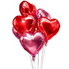 Red Pink Heart Foil Mylar Balloon – Valentine’s Day Party Heart Shape Metalli…