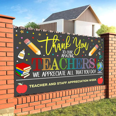 Teacher Appreciation Week Backdrop Banner School Classroom Decorations, Thank Yo