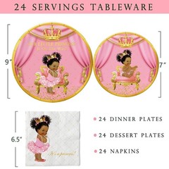 266pcs Royal Princess Baby Shower Decorations, Black Princess Baby Shower Suppli