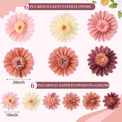 12 Pcs Large Pastel Tissue Paper Flowers 20″ 8»Giant Fiesta Pom Paper Flower…