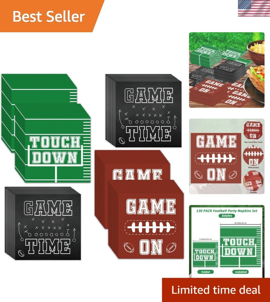 Football Party Napkins Disposable Set 120pcs Sports Event Tailgate Decorations