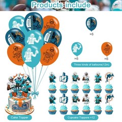 Dolphins Party Decorations,Dolphins Party Supplies Includes Banner – Cake Top…