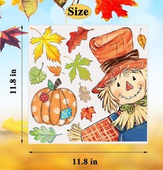 Fall Window Clings Decorations for Glass Watercolor Pumpkin Colorful