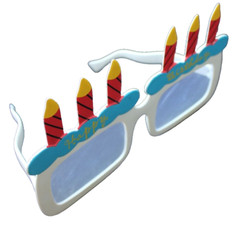 1 Pair White HAPPY BIRTHDAY Cake & Candles PARTY GLASSES Great for pictures