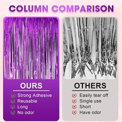 Voircoloria 4 Pack Purple Foil Fringe Backdrop Curtains, Tinsel Streamers