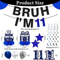 Durable 11th Birthday Decor Kit in Blue and Silver – Easy to Hang and Reusable