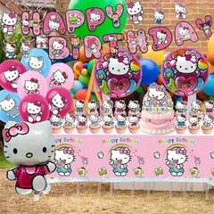 48Pcs – Kitty Birthday Party Decorations Set, with Banner, Balloons, Cake Top…