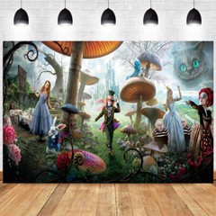 Alice in Wonderland Backdrop Birthday Party Decor Photo Background Banner