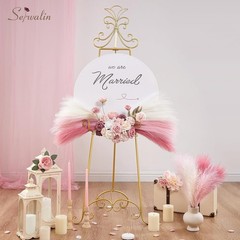 Serwalin Pampas Grass Pink Decor 17.7 17 Inch 6 Pcs, A Blush & Cream &