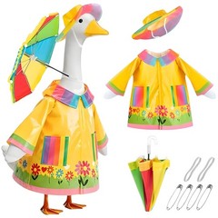 3Pcs Porch Goose Outfits Functional Lapel Print Raincoat Stylish Trendy Mini
