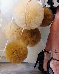 3 hand made pretty tulle pom poms (1 medium 2 smalls) choise colour