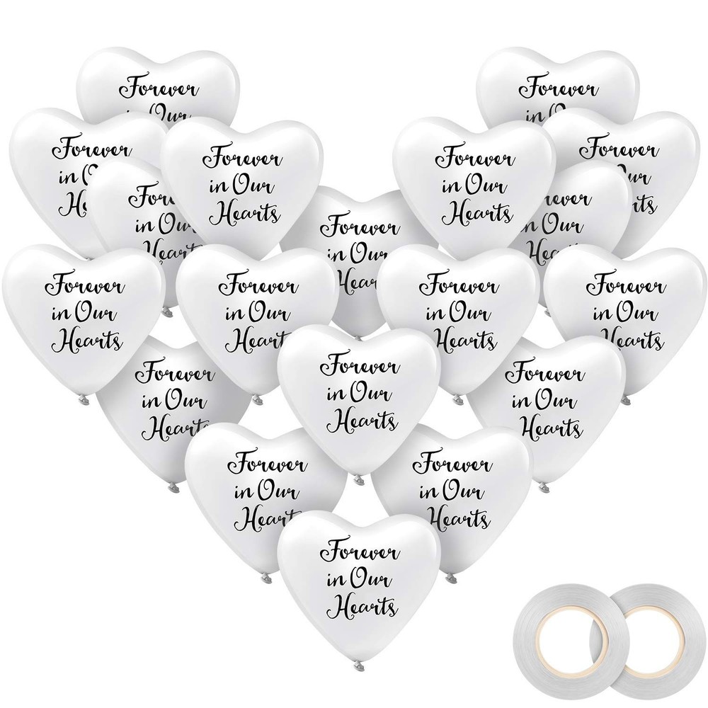 Sumind 60 Pieces Memorial Balloons Funeral Hearts Shape Remembrance Latex Bal…