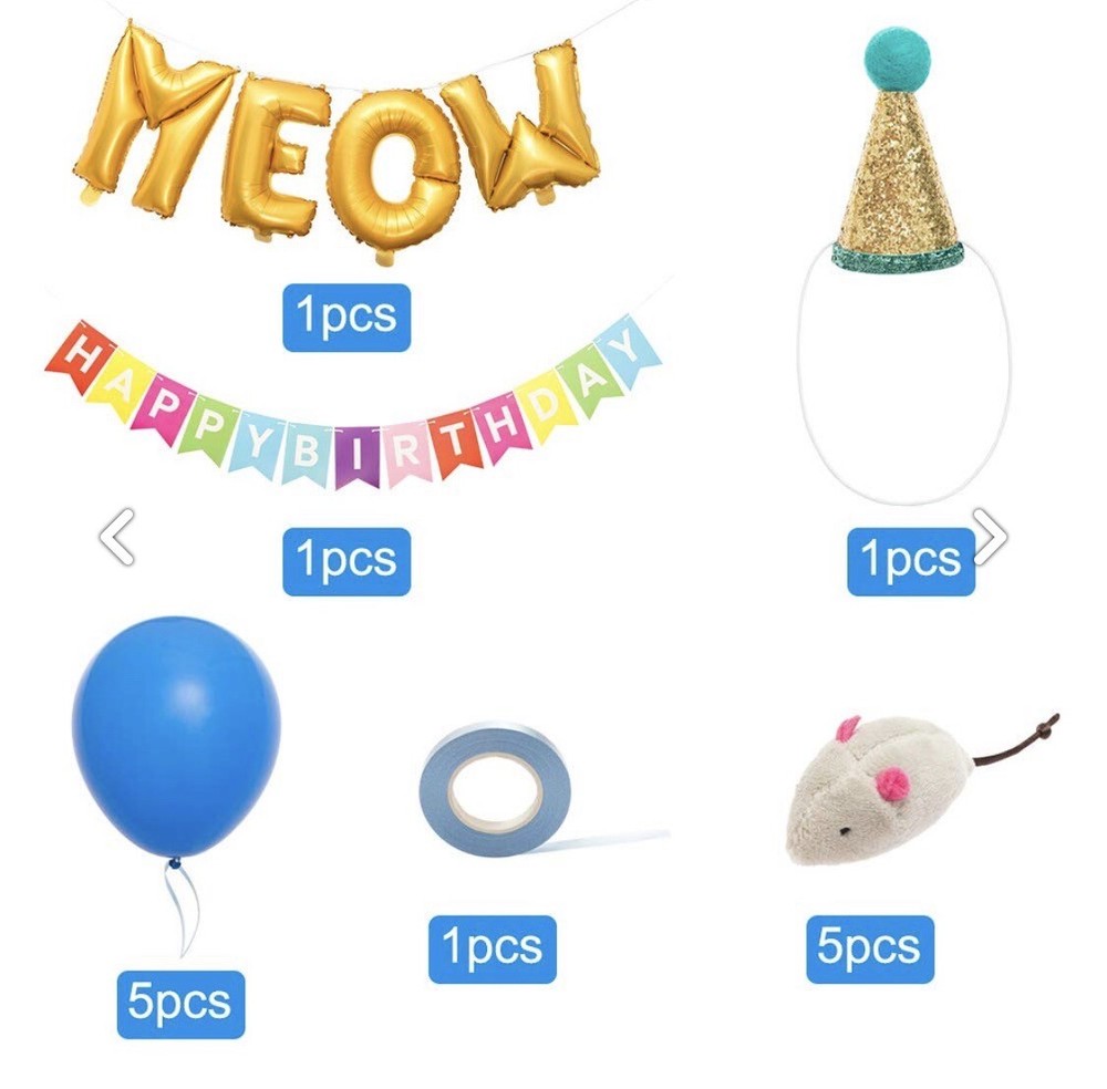 Cat Birthday Bandana, Birthday Hat for Cats Birthday Party Supplies Decorations