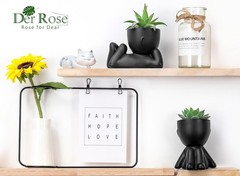 Der Rose Set of 2 Fake Plants Artificial Succulent for Office Black