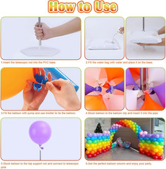 2 Set Balloon Column Kit – 6.56 Feet Balloon Column Stand with Base for Baby Sho