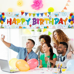 Colorful Happy Birthday Banner, Large Fabric Happy Birthday Sign Backdrop Backgr