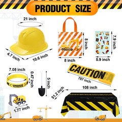148 Pcs Construction Birthday Party Supplies Include 12 Construction Hats, 24…