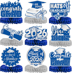 9Pcs 2026 Graduation Decorations Congrats Grad Table Centerpiece Class of 2026 G