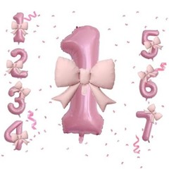 40 Inch Pink Number Balloons 21 Inch Pink Bow Balloons Pink 1 Balloon Number1