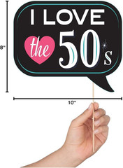 50s Photo Booth Props – 41-pc Photo Booth Kit with 8 x 10-Inch Sign, 60 Adhesive