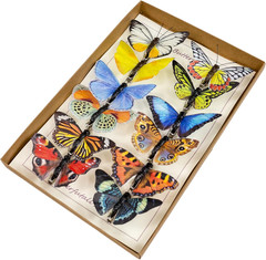 -Artificial Feather 3D Butterfly Party Decorations Set of 12 with Clip 12 Color