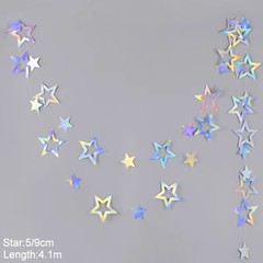 Iridescent Paper Leaf Snowflakes Garland Mermaid Birthday Tea Party Hanging