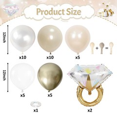 Gold and White Diamond Ring Balloons, Pearl White Beige Gold Double Latex Bal…
