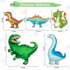 Dinosaur 5th Birthday Party Decorations for Boys Girl, Foil Green Star Number…