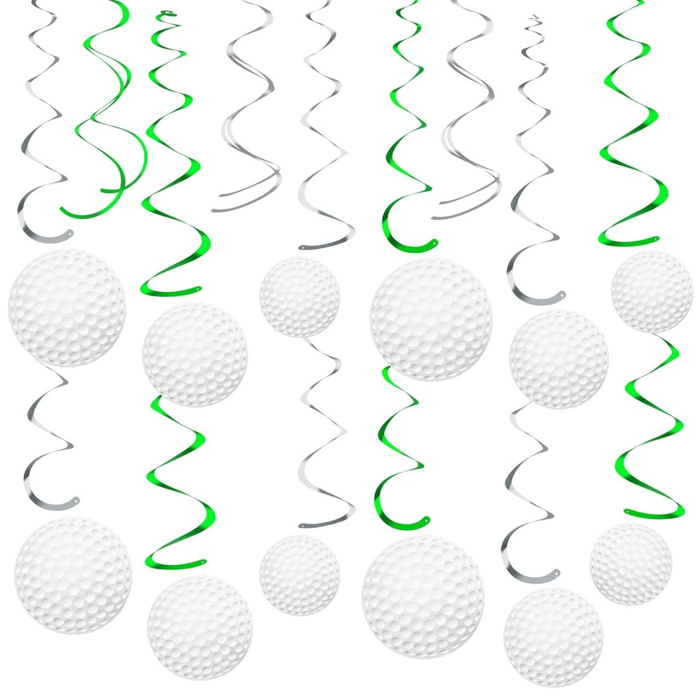 54 PCS Golf Hanging Swirls Party Decorations Theme Cutouts Foil Streamers Wall