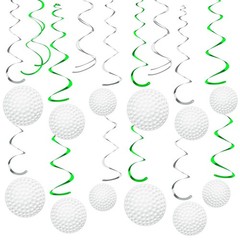 54 PCS Golf Hanging Swirls Party Decorations Theme Cutouts Foil Streamers Wall